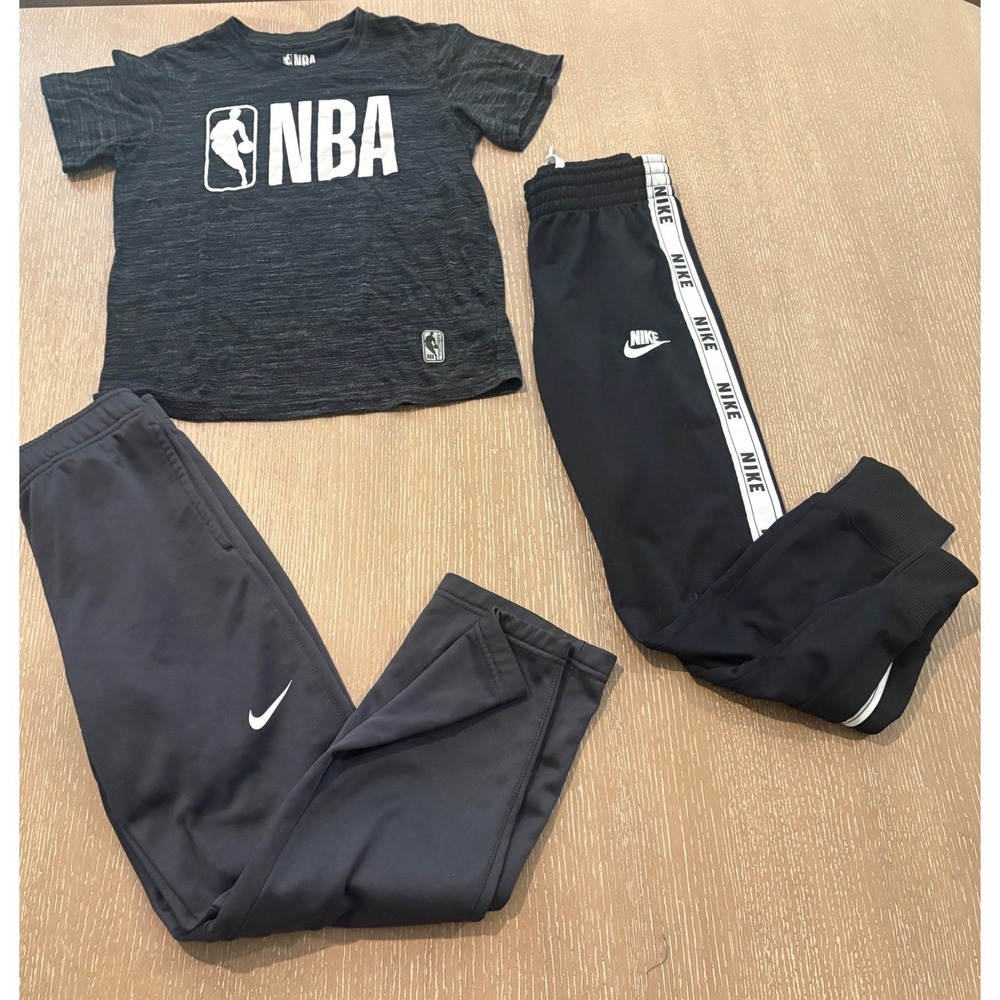 Nike NBA Therma-FIT Youth Medium 3Pc Outfit Set Shirt Joggers Black Athletic EUC